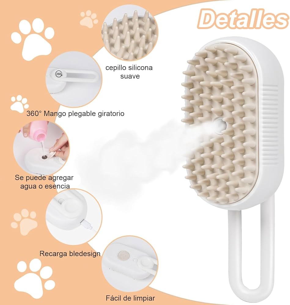 CEPILLO VAPORIZADOR PARA MASCOTAS - RECARGABLE